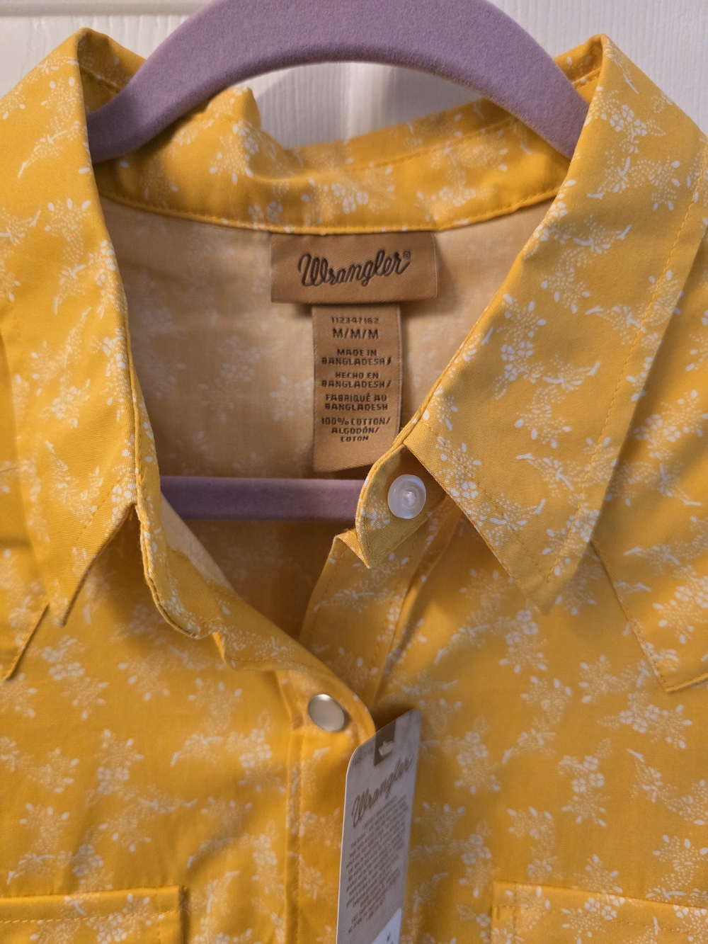 Wrangler Bright Yellow Short-Sleeve Snap Western Shirt - Picture 3 of 4